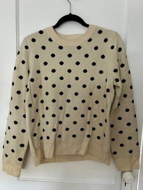 GAP Crewneck Cream & Black Polka Dot Sweater